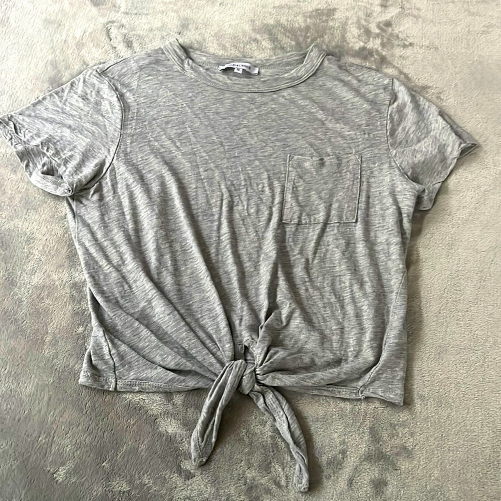 Gray Cropped Shirt with Tie